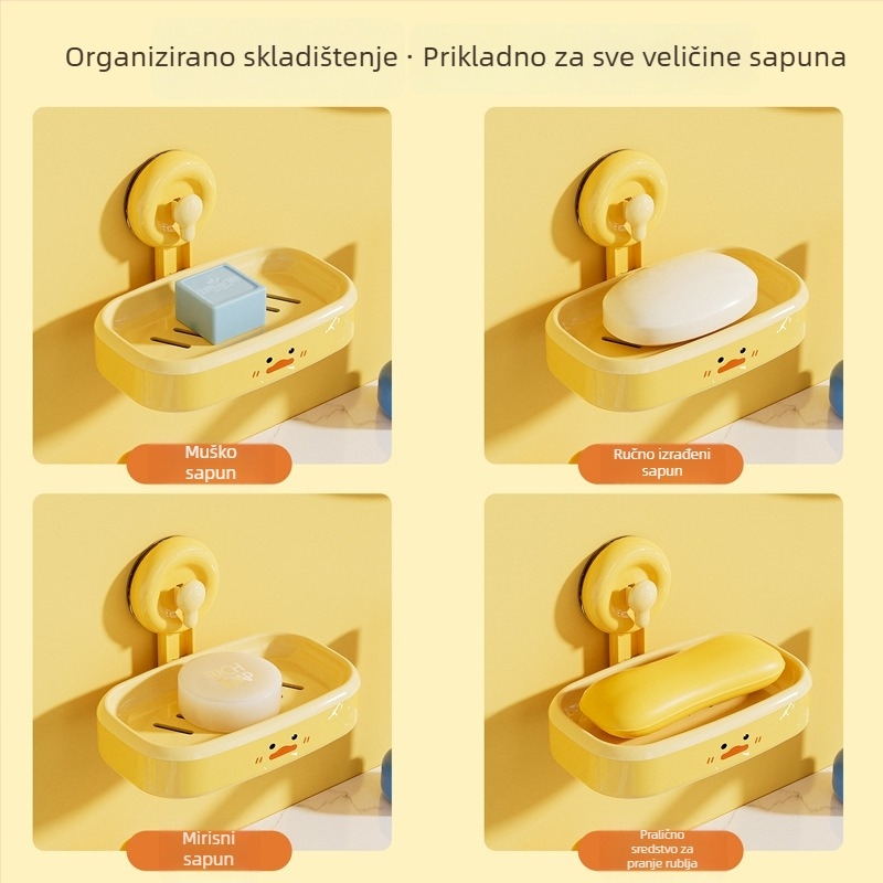 Plastična sapunica za zid s usisnim držačem, bez bušenja, kupaonica, s odvodom