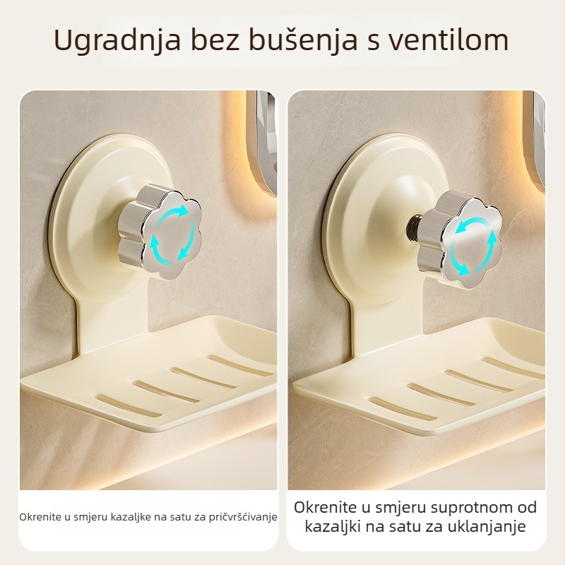 Dvostruki zidni držač sapuna s usisnim čašama, plastični