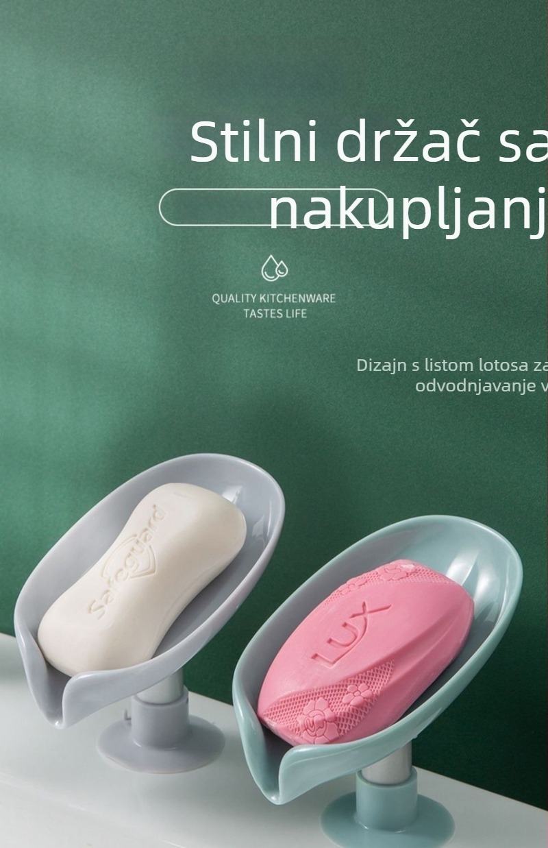 Plastični zidni držač sapuna s usisnom čašom i odvodnim pladnjem