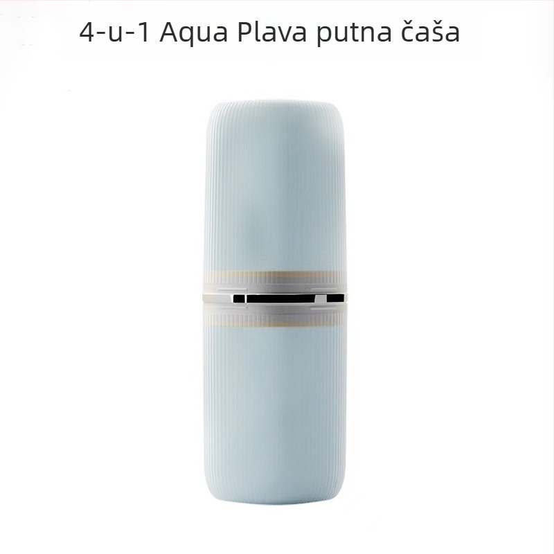 Držač za četkicu s 5 pretinaca, 4-u-1 putni set za obitelj od četiri, prozirna PP kutija za pohranu paste za zube i tekuće vodice