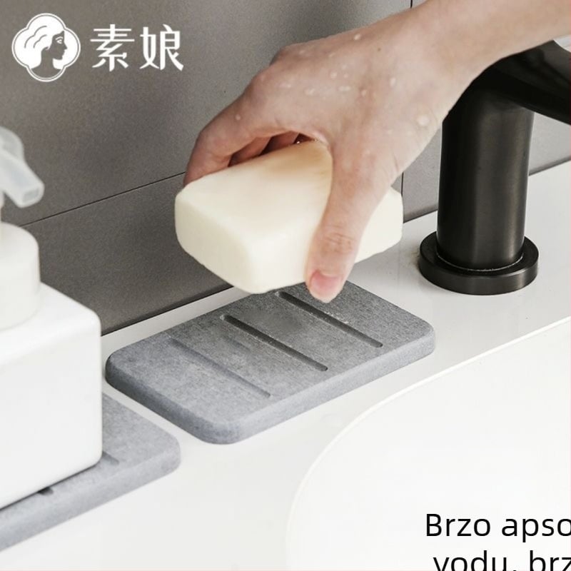 Sapun od diatomita za kupaonicu – upija vlagu i brzo se suši; bez poklopca; uključuje 2-pakiranje brtvila; moguć tisak logotipa