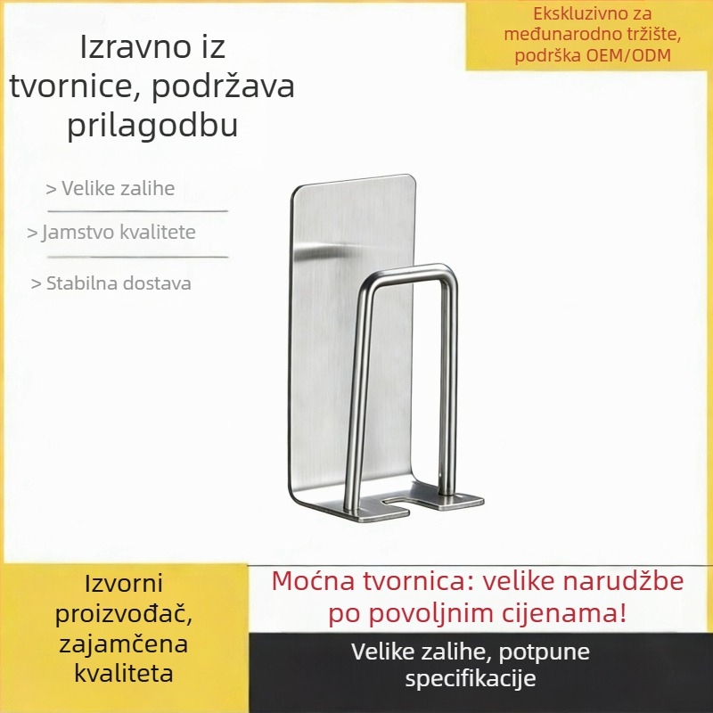 Držač za četkice za zube od nehrđajućeg čelika, zidni, bez bušenja, ispis logotipa, prilagodba