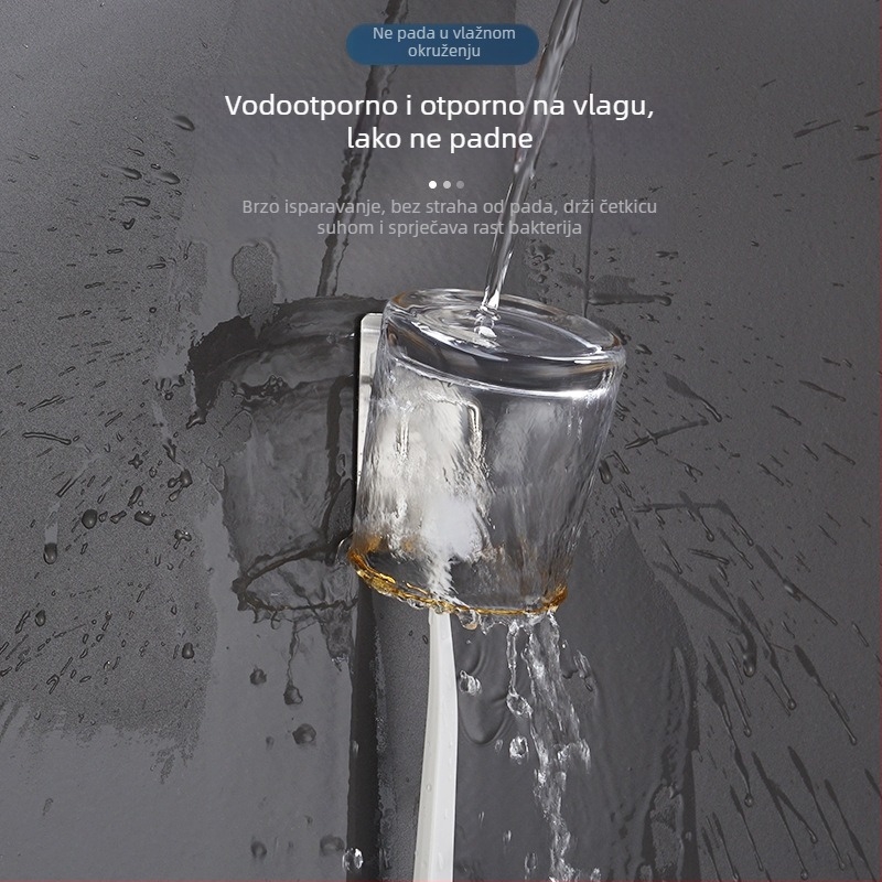 Držač za četkice za zube od nehrđajućeg čelika, zidni, bez bušenja, ispis logotipa, prilagodba