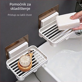 Plastični sapun držač za zid s vakuumskim pričvršćivanjem, odvodni pladanj, bez poklopca