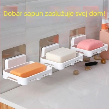 Plastični sapun držač za zid s vakuumskim pričvršćivanjem, odvodni pladanj, bez poklopca