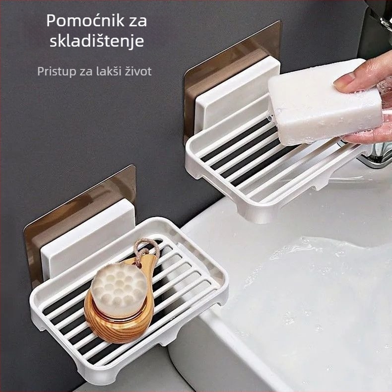 Plastični sapun držač za zid s vakuumskim pričvršćivanjem, odvodni pladanj, bez poklopca