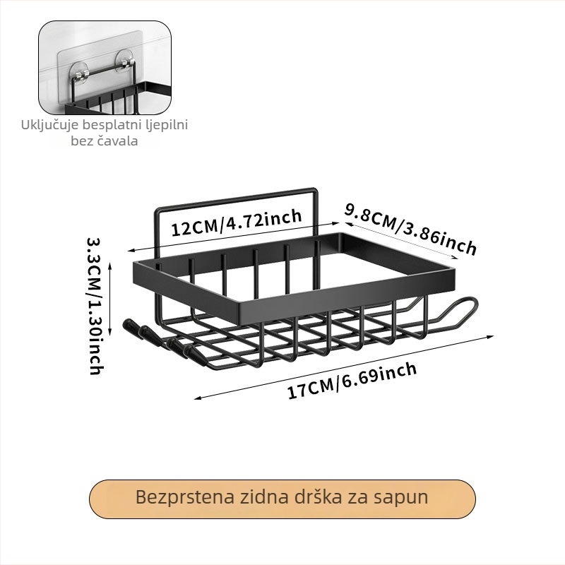 Jenidan metalni držač sapuna bez bušenja, s držačem za britvu i kukom za tuširanje (Metal, s vakuumskom pričvrsnicom, mogućnost personalizacije, tisak logotipa, pakiranje 40/60/100)