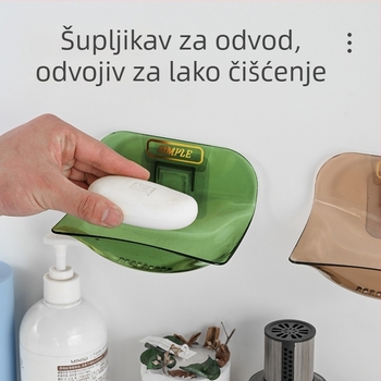 Držač sapuna od ABS-a, zidni ljepilom i usisnom čašom, bez bušenja, odvodnja kupaonice