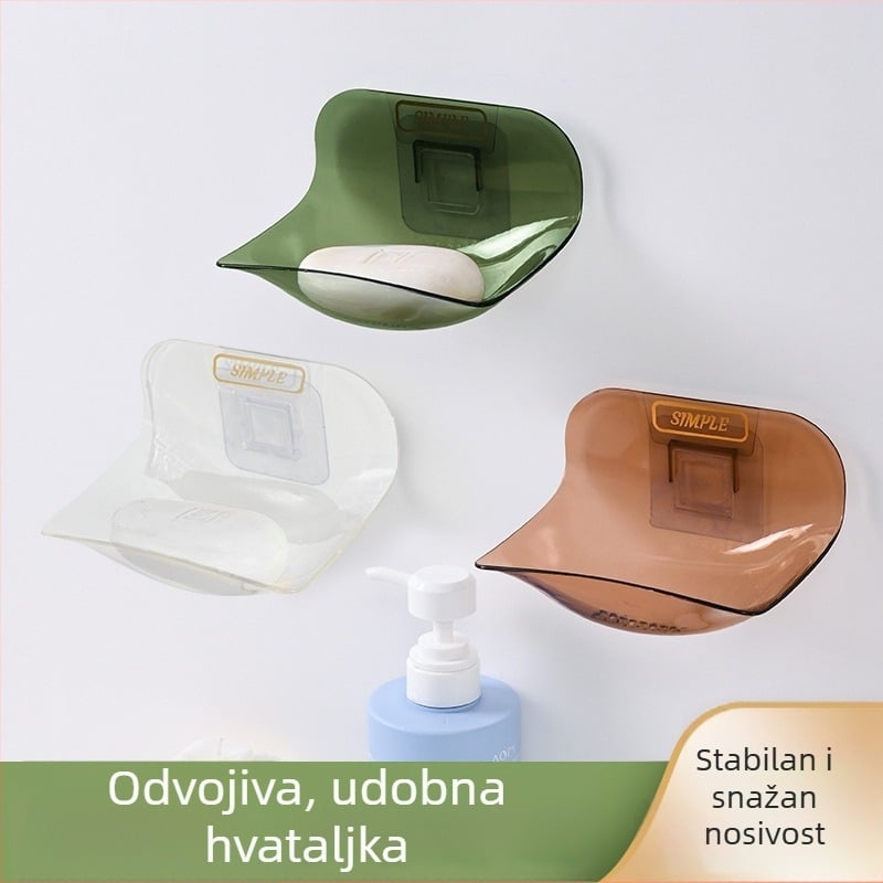 Držač sapuna od ABS-a, zidni ljepilom i usisnom čašom, bez bušenja, odvodnja kupaonice