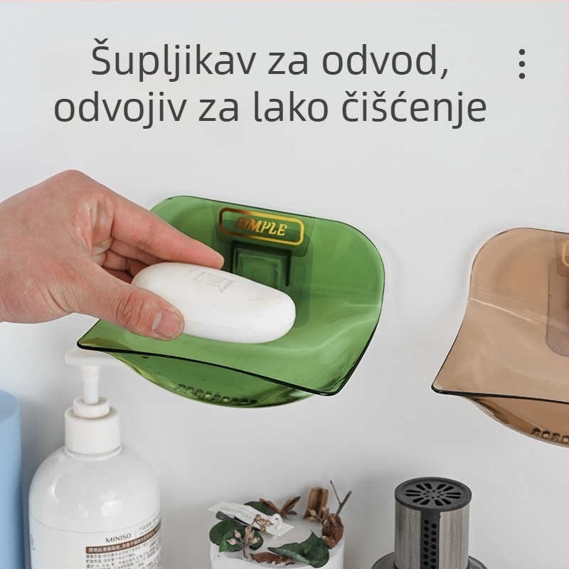 Držač sapuna od ABS-a, zidni ljepilom i usisnom čašom, bez bušenja, odvodnja kupaonice