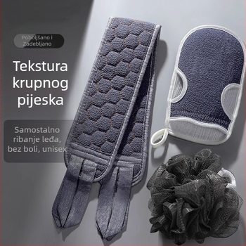 Trodijelni set za kupanje s intenzivnim pilingom: kuglica za kupanje, traka za leđa i duga krpa za trljanje