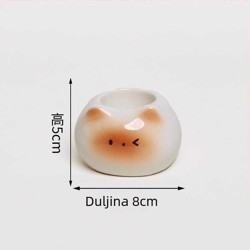 Keramički držač za četkice za zube sa siluetom Siamske mačke, za kupaonicu na radnoj površini, moguće ispis logotipa