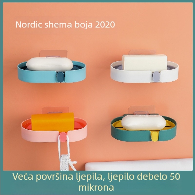 Stalak za sapun na zidu za kupaonicu, dvostruka odvodnja, PP materijal, bez bušenja, pakiranje 560 kom