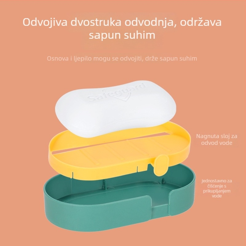 Stalak za sapun na zidu za kupaonicu, dvostruka odvodnja, PP materijal, bez bušenja, pakiranje 560 kom