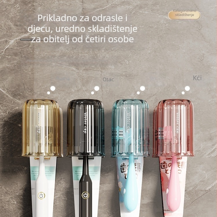 Držač za četkice za zube sa funkcijom sušenja i istiskivanja paste, plastični, pakiranje 150