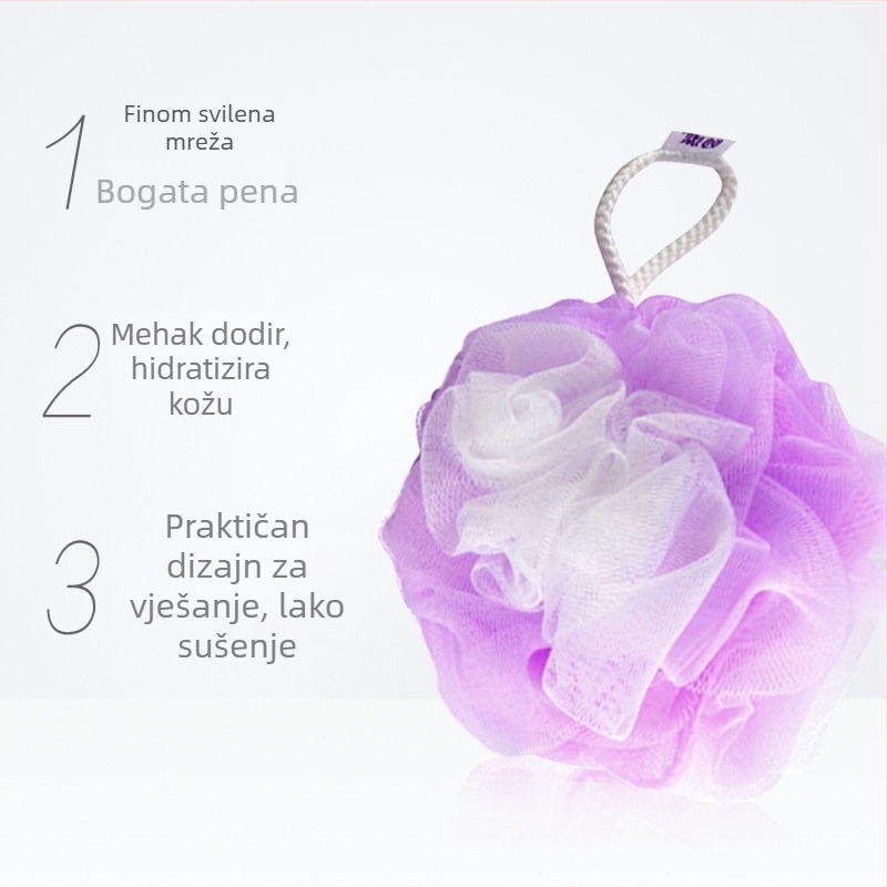 Miaojie Bath Flower, nježno pjenušava za kupanje, nježno čišćenje leđa, spužva za kupanje, PP materijal (Brand: Miaojie; Materijal: PP; Kategorija: Bath Flower; Namjena: Opća)