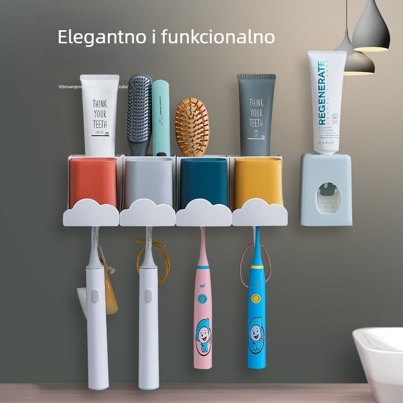 Držač za četkice za zube, zidni s vakuum držačem, plastični, za pohranu, s otisnutim logotipom, Home Parkway