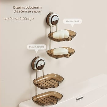 Zidni držač sapuna s policom za pohranu (PP; bez bušenja; 27 jednoslojnih i 36 dvostrukih slojeva)