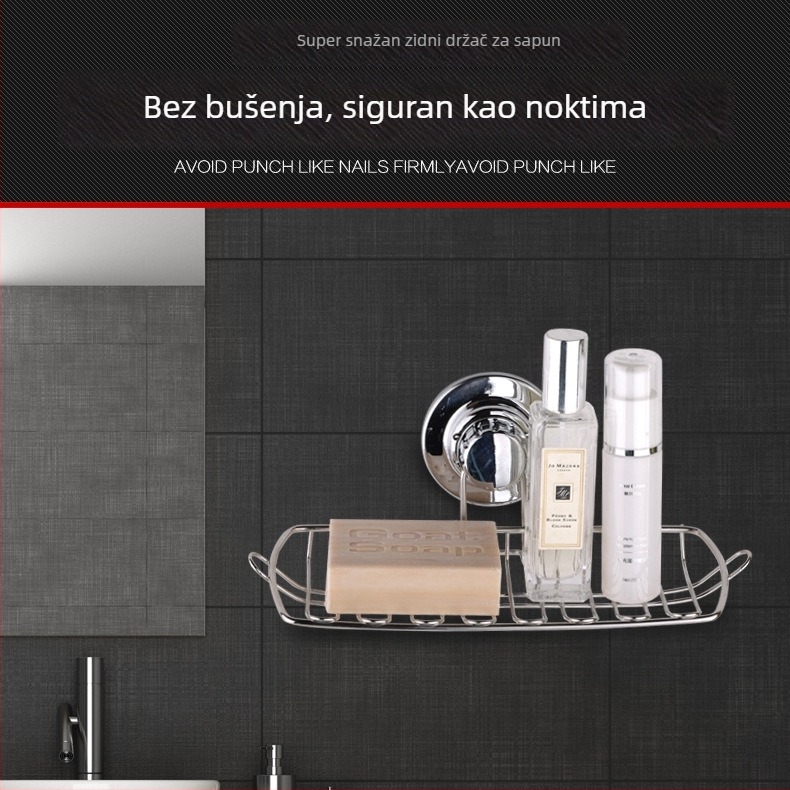 ORUNDE Nehrđajući čelični držač sapuna, zidni držač s usisnom kopčom, odvod sapunice, za kuhinju i kupaonicu — privatna oznaka dostupna