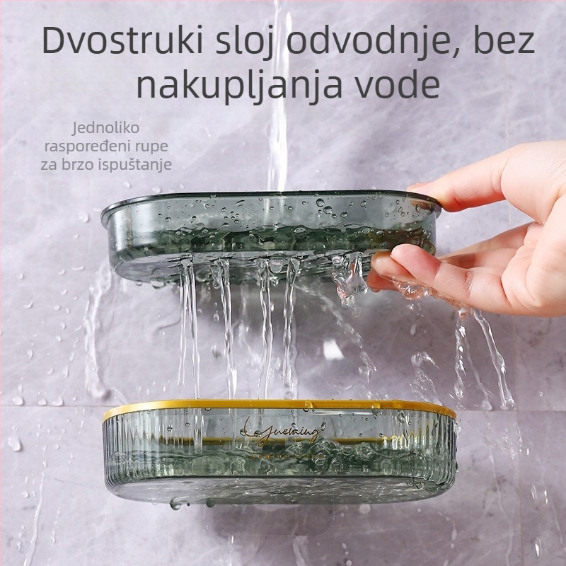 PET kutija za sapun za zidnu montažu s odvodom, s vakuumskom pričvršćivačem, bez poklopca