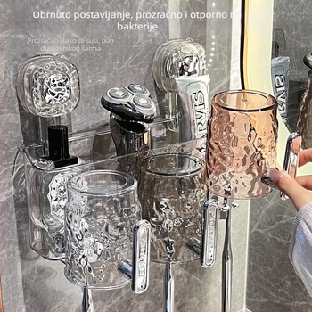 Držač za četkice za zube s vakuumskim pričvršćivanjem na zid, metalni, UV sterilizacija, sDržalom
