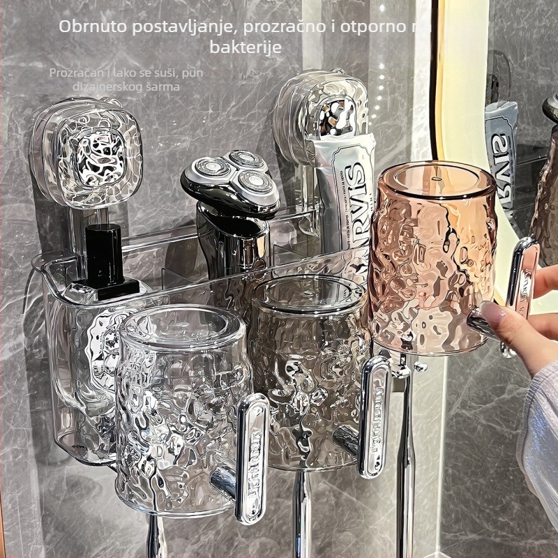 Držač za četkice za zube s vakuumskim pričvršćivanjem na zid, metalni, UV sterilizacija, sDržalom