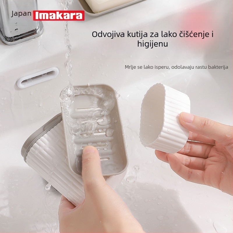 Putna kutija za sapun — prijenosna, zatvorena i vodootporna posuda za sapun s odvodom i poklopcem (plastika, Imakara, 57 kom.)