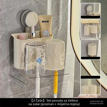 Držač za četkice za zube s usisnim držačem, zidni, plastični, za pohranu, bez bušenja