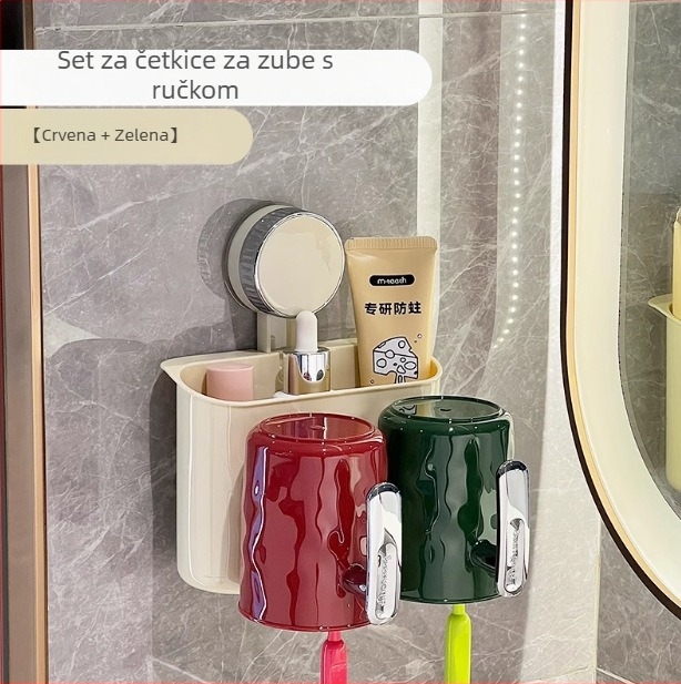 Držač za četkice za zube s usisnim držačem, zidni, plastični, za pohranu, bez bušenja