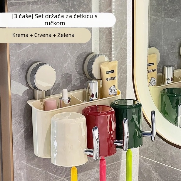 Držač za četkice za zube s usisnim držačem, zidni, plastični, za pohranu, bez bušenja
