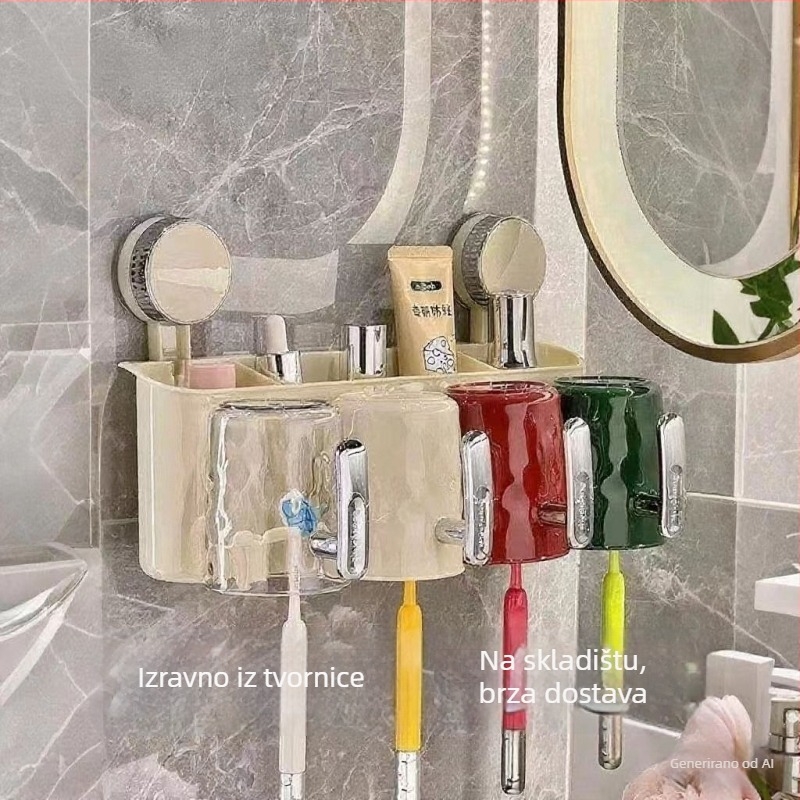 Držač za četkice za zube s usisnim držačem, zidni, plastični, za pohranu, bez bušenja