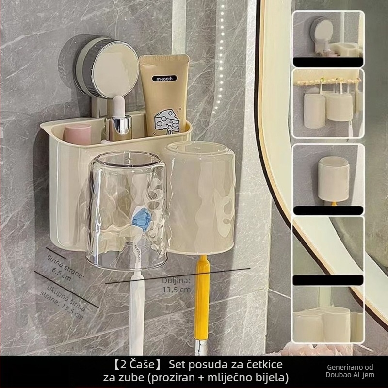 Držač za četkice za zube s usisnim držačem, zidni, plastični, za pohranu, bez bušenja