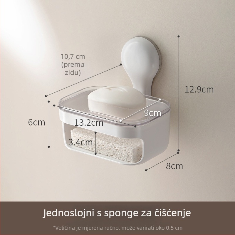 Lazy Corner Plastična kutija za sapun s usisnim držačem i odvodnim nosačem za kupaonicu, 2025 novi model, 96 kom