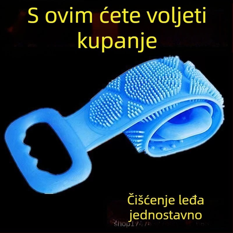 Silikonski masažer za leđa za kadu, dugačak, dvostrani eksfolirajući alat za tijelo