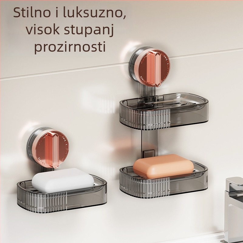 Shell Stone PET zidni sapunik s jakom usisnom čašom, bez bušenja, drenazni spremnik za kupaonicu, 84–120 komada u pakiranju