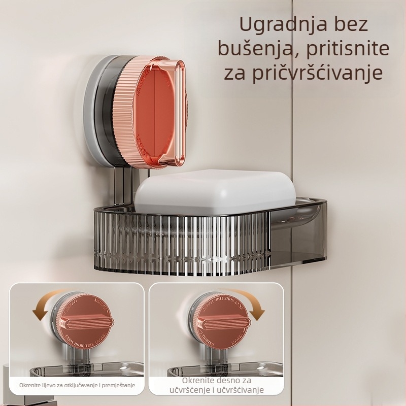 Shell Stone PET zidni sapunik s jakom usisnom čašom, bez bušenja, drenazni spremnik za kupaonicu, 84–120 komada u pakiranju