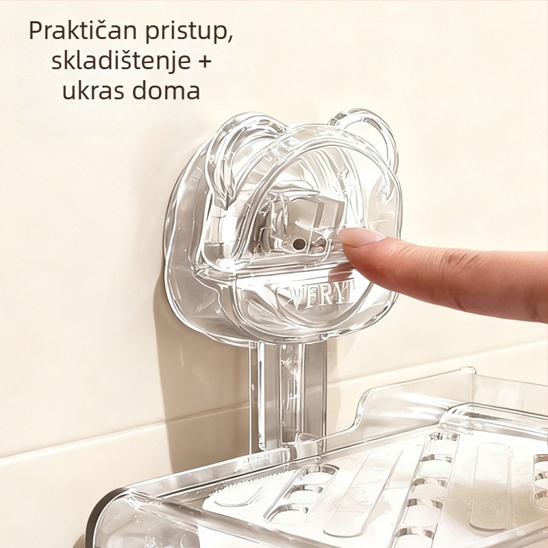 Plastična zidna posuda za sapun sa usisnom čašom, bez bušenja, kupaonica s odvodom