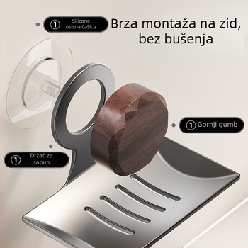 Zidna kutija za sapun od karbonskog čelika, s poklopcem, bez bušenja