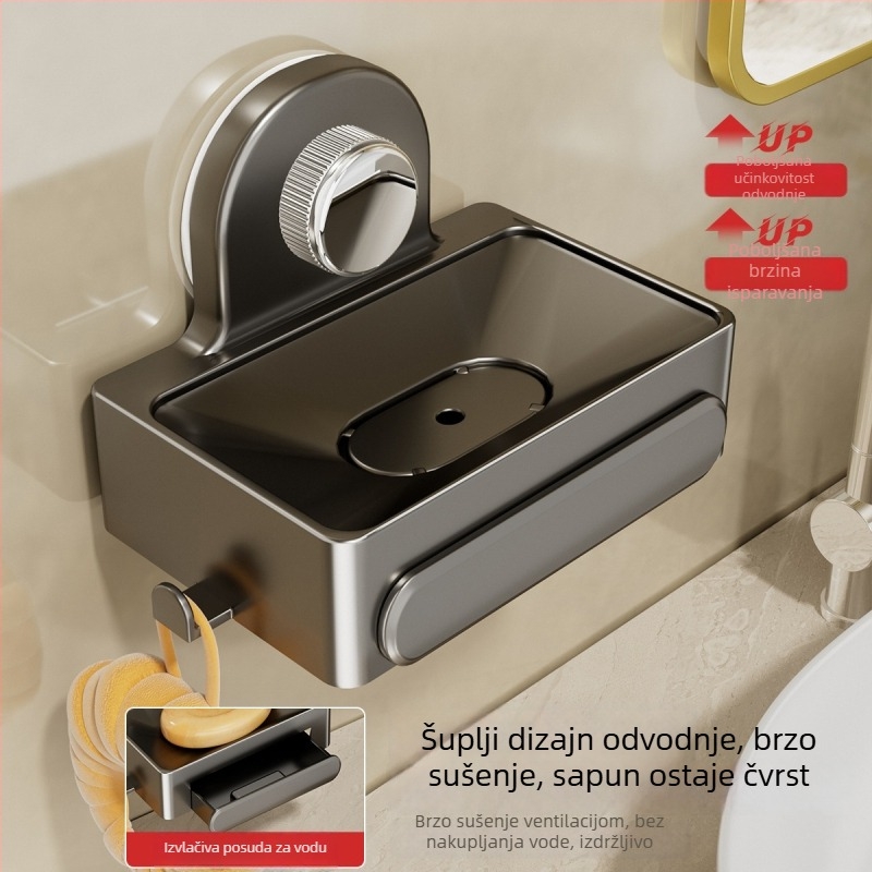 Nosač sapuna i spužve na zid s vakuumskim učvršćenjem, bez bušenja, aluminijska legura, model AJSK-1251