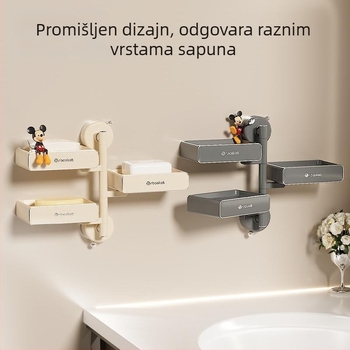 Držač sapuna sa usisnim čašicama, zidni, rotirajući, bez bušenja, s poklopcem
