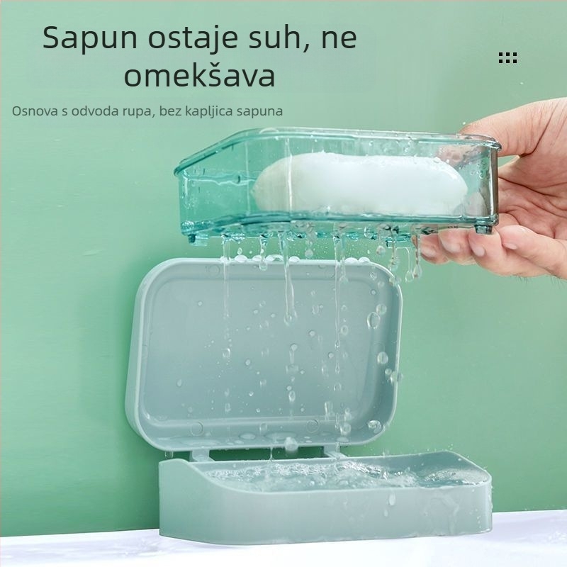 Kutija za sapun s poklopcem za odvod viška vode, PP materijal, moguć tisak logotipa, prilagodba