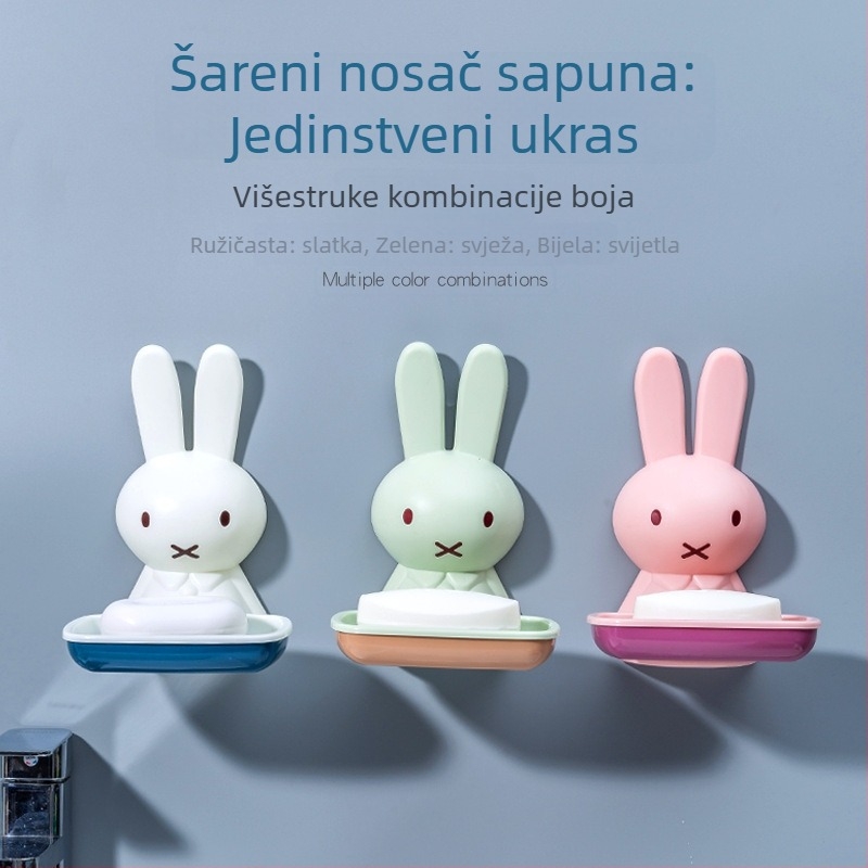 Kutija za sapun s karikaturnim dizajnom, plastična, zidna s usisnom kopčom, otvoreni dizajn bez poklopca, tiskano logo, prilagodljivo
