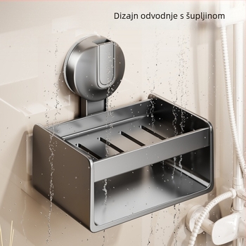 Zidni držač sapuna sa usisnom čašom, bez bušenja, ABS