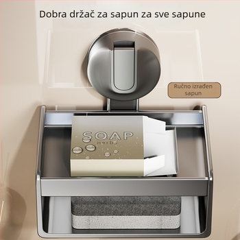 Zidni držač sapuna sa usisnom čašom, bez bušenja, ABS