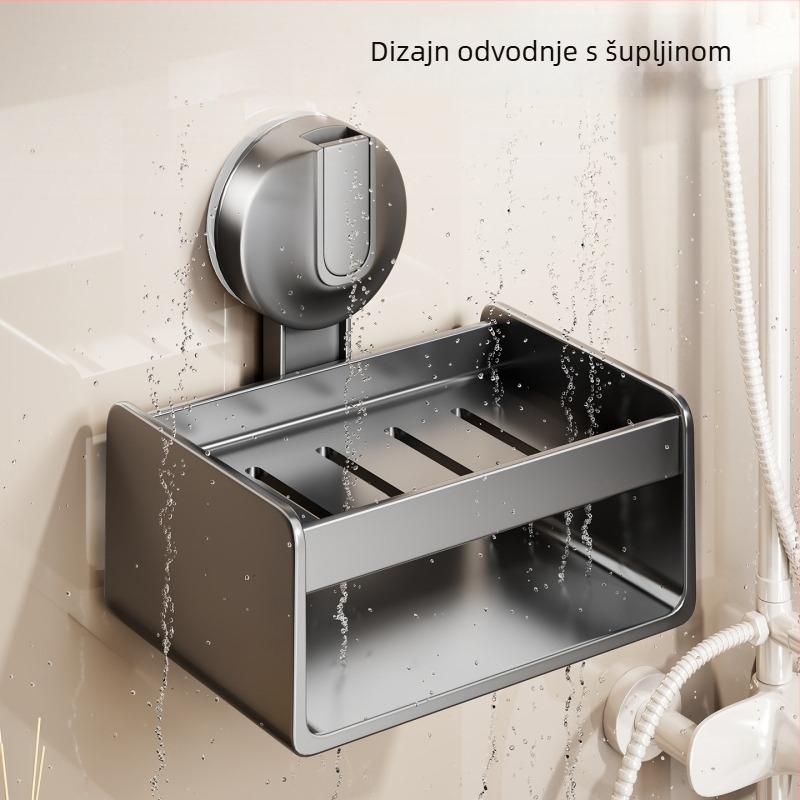 Zidni držač sapuna sa usisnom čašom, bez bušenja, ABS