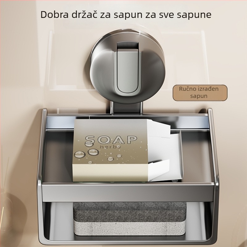 Zidni držač sapuna sa usisnom čašom, bez bušenja, ABS