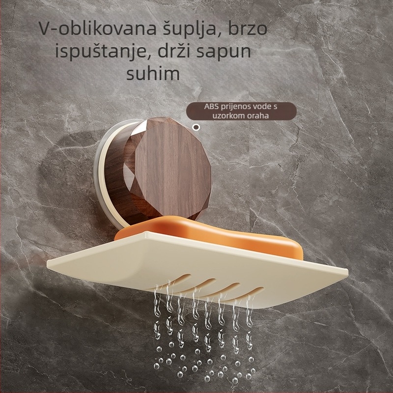 Posuda za sapun s usisnom čašom, bez bušenja, odvodni stalak (Materijal: Metal; Uvoz: Ne; Marka: Drugo)
