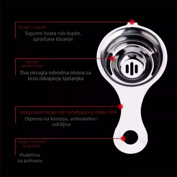 Odvajivač bjelanjaka od 304 nehrđajućeg čelika, moderan minimalistički dizajn, tiskanje logotipa