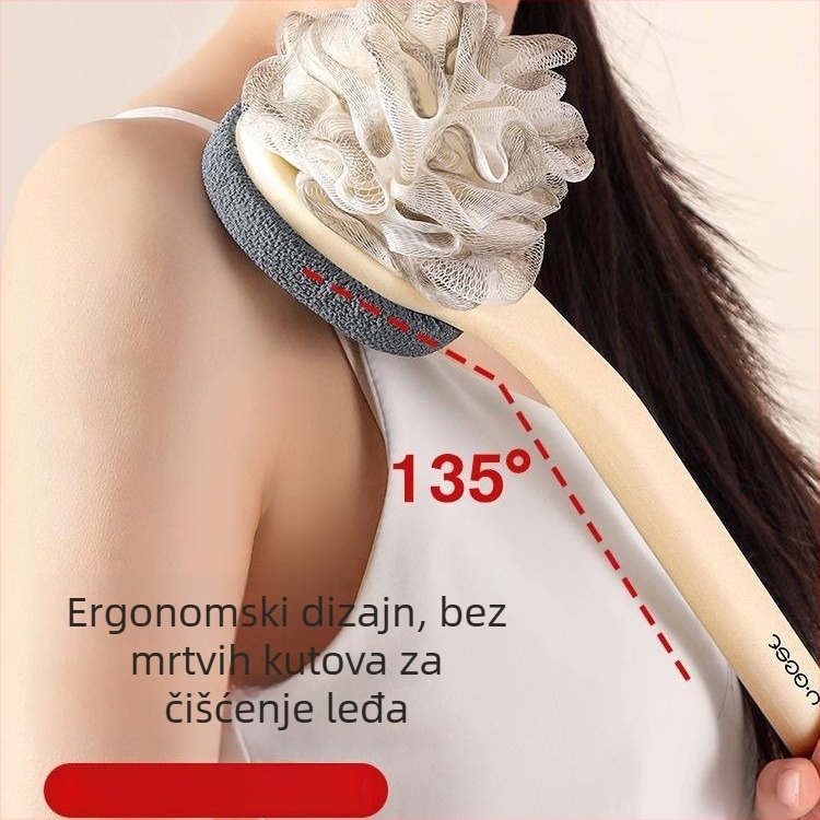 Ubest Dugačka dvostruka četka za tuširanje s masažom – dubinsko čišćenje, plastični materijal