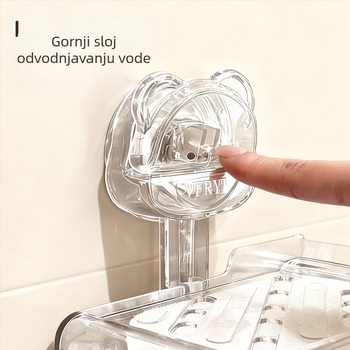 Zidni držač sapuna s jakom usisnom čašom, plastični odvodeći stalak, prilagodljiv